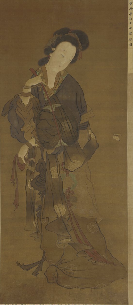 Bir kadın ve bir kelebek, 16-17. yüzyıl by Ming Dynasty Chinese School