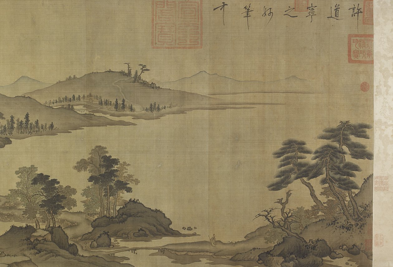 Yağmurda ve Bulutlarda Sonbahar Nehri by Ming Dynasty Chinese School