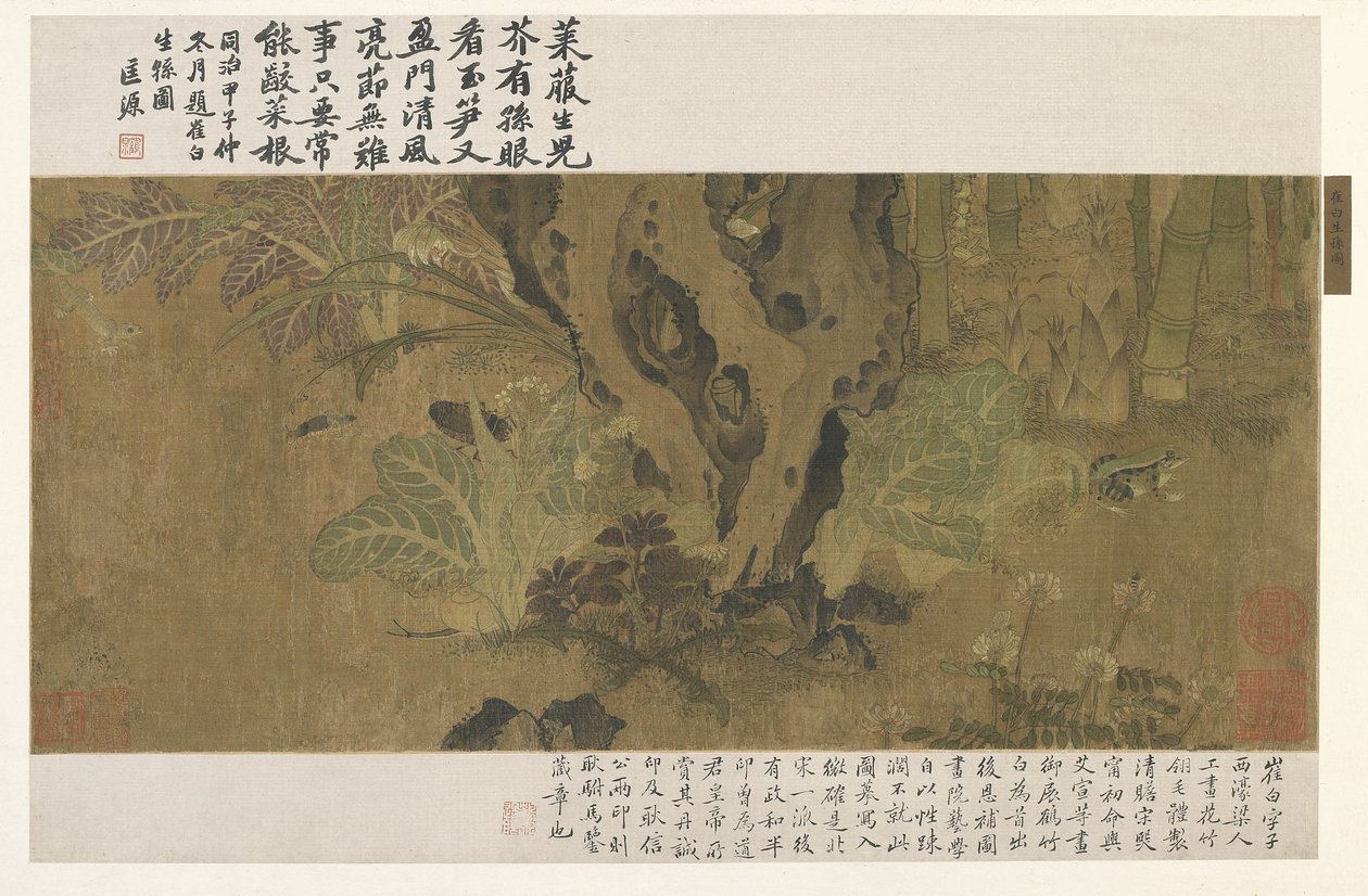 Bambu, kurbağa ve böcekler by Ming Dynasty Chinese School