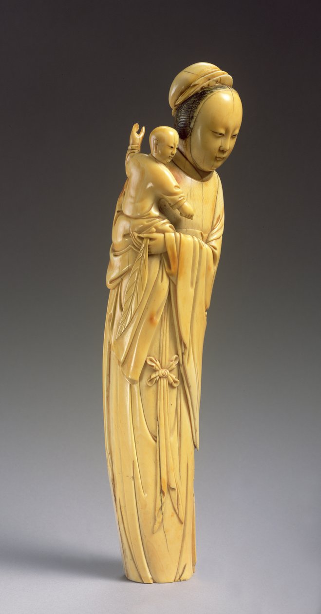 Bir çocuğu tutan Guanyin figürü (fildişi oyma) (ayrıca bkz. 272122) by Ming Dynasty Chinese School
