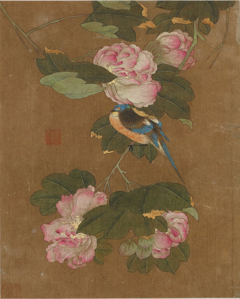 On adet kuş ve çiçek resmi (ipek üzerine renkli) by Ming Dynasty Chinese School
