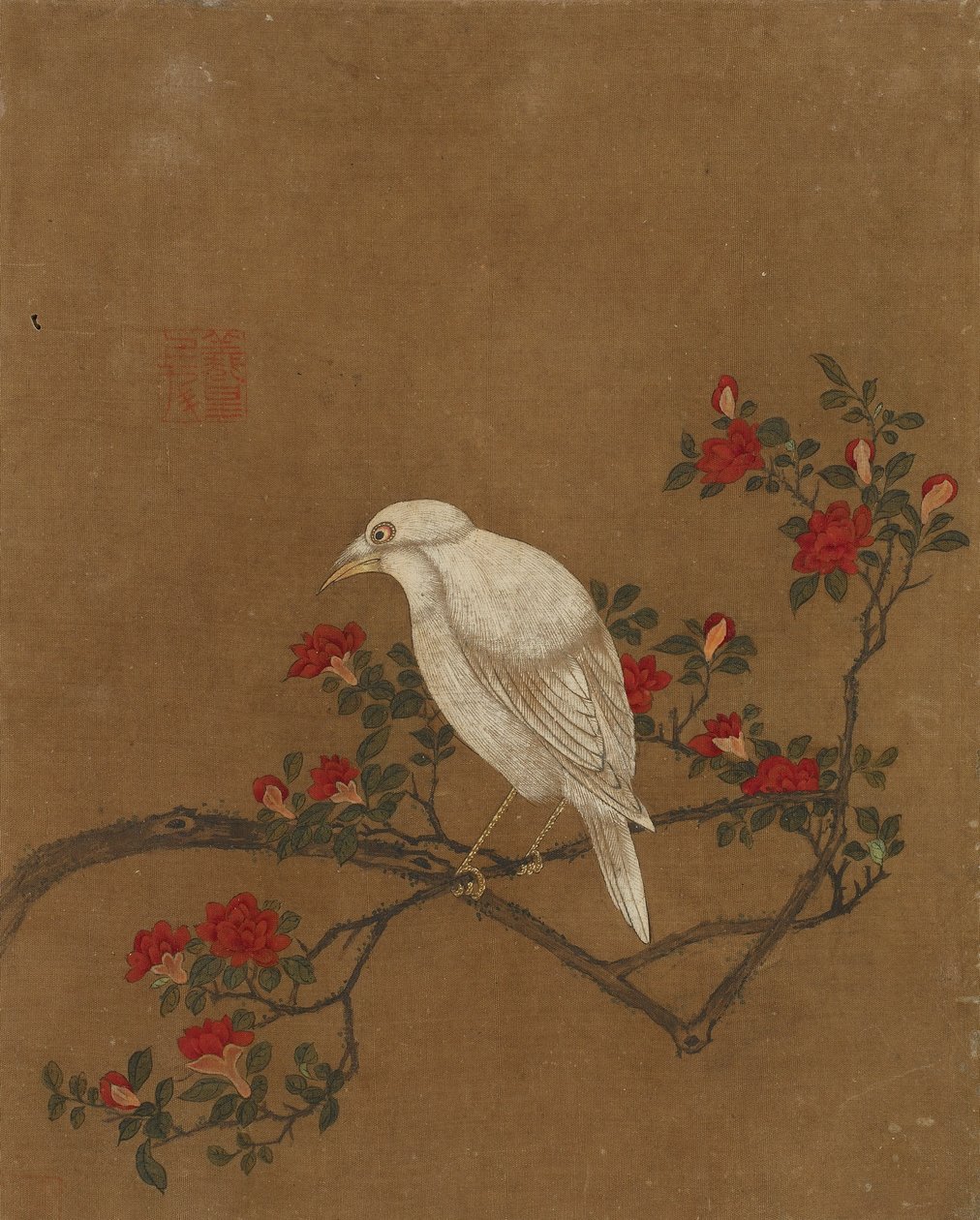 On adet kuş ve çiçek resmi (ipek üzerine renkli) by Ming Dynasty Chinese School