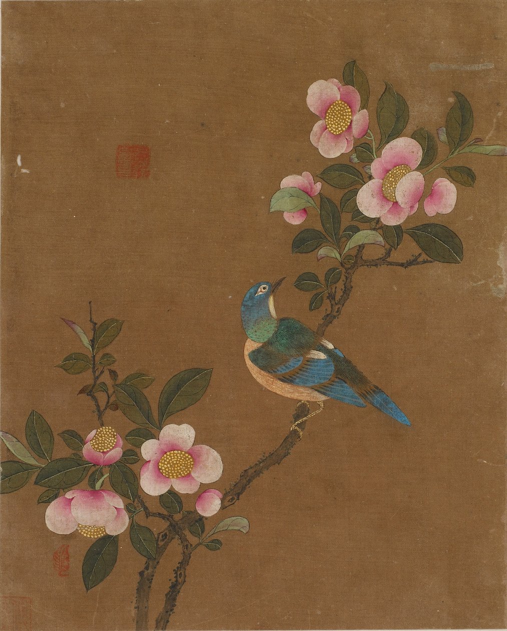 On adet kuş ve çiçek resmi (ipek üzerine renkli) by Ming Dynasty Chinese School