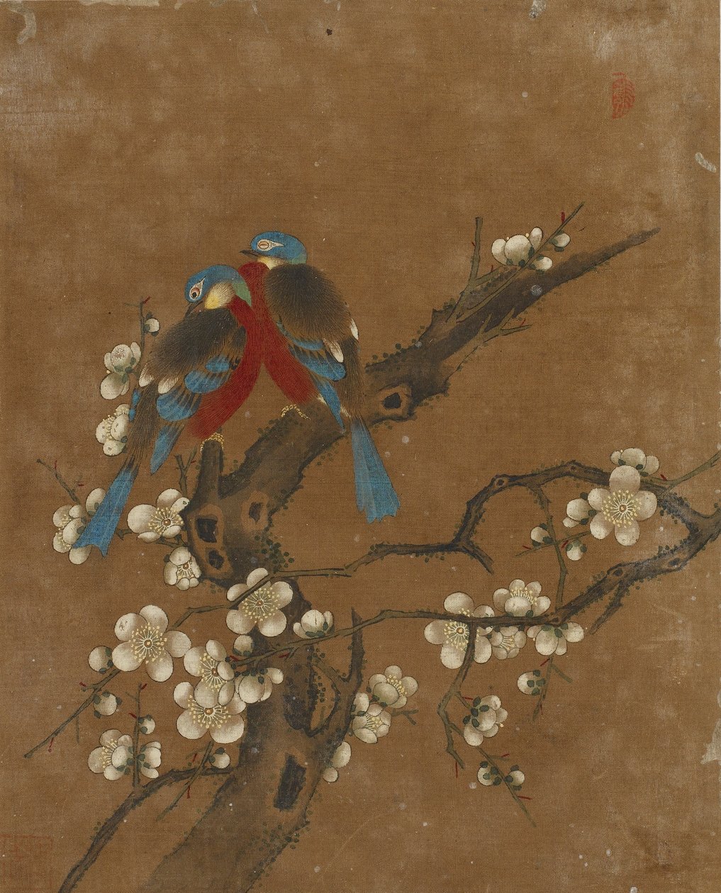 On adet kuş ve çiçek resmi (ipek üzerine renkli) by Ming Dynasty Chinese School