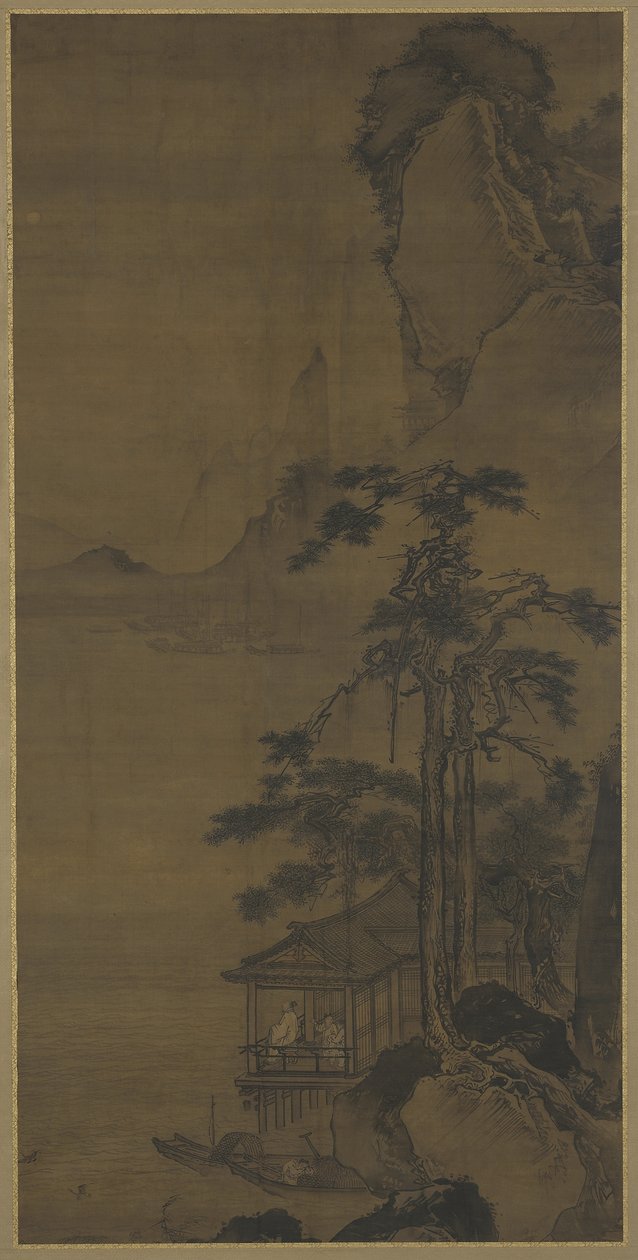 Dolunayı bir Su Köşkünden Görüntülemek, 15. Yüzyıl Sonları ve 16. Yüzyıl Başları by Ming Dynasty Chinese School