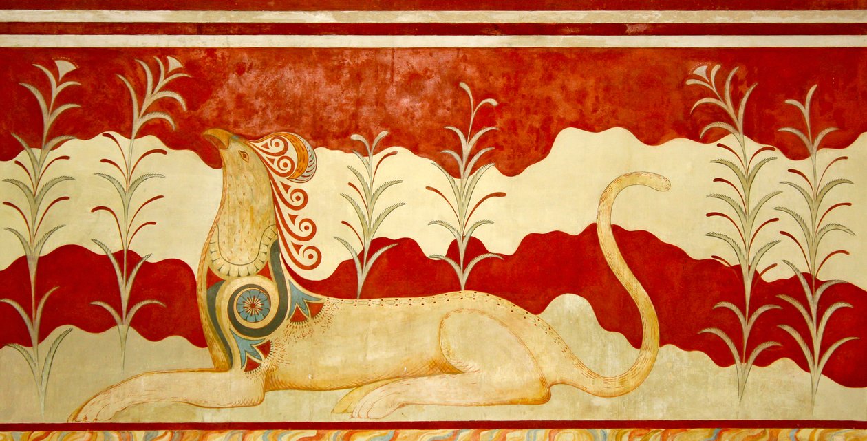 Tahta bakan Griffin, Taht Odası, Knossos, Girit MÖ 1550-1450 by Minoan