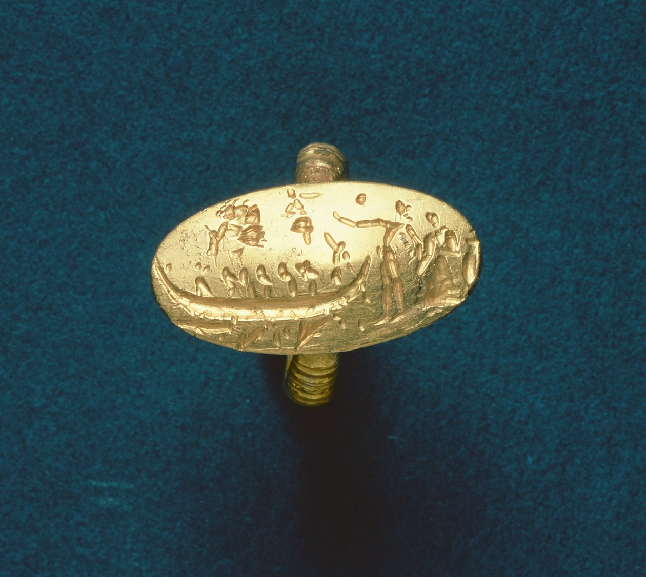 Mühür yüzüğü, geç Minos, MÖ 1500 dolayları (altın) by Minoan