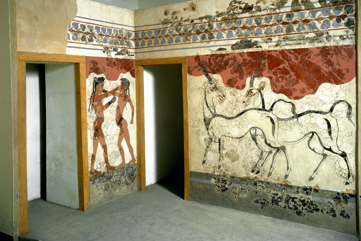 Minos Sanatı: “”hayvanlar ve savaşçı dövüşü””” Santorini