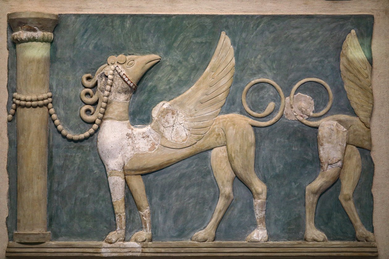 Yüksek kabartmalı Griffinlerin freskleri. Knossos Sarayı. 1600-1450 M.Ö. by Minoan