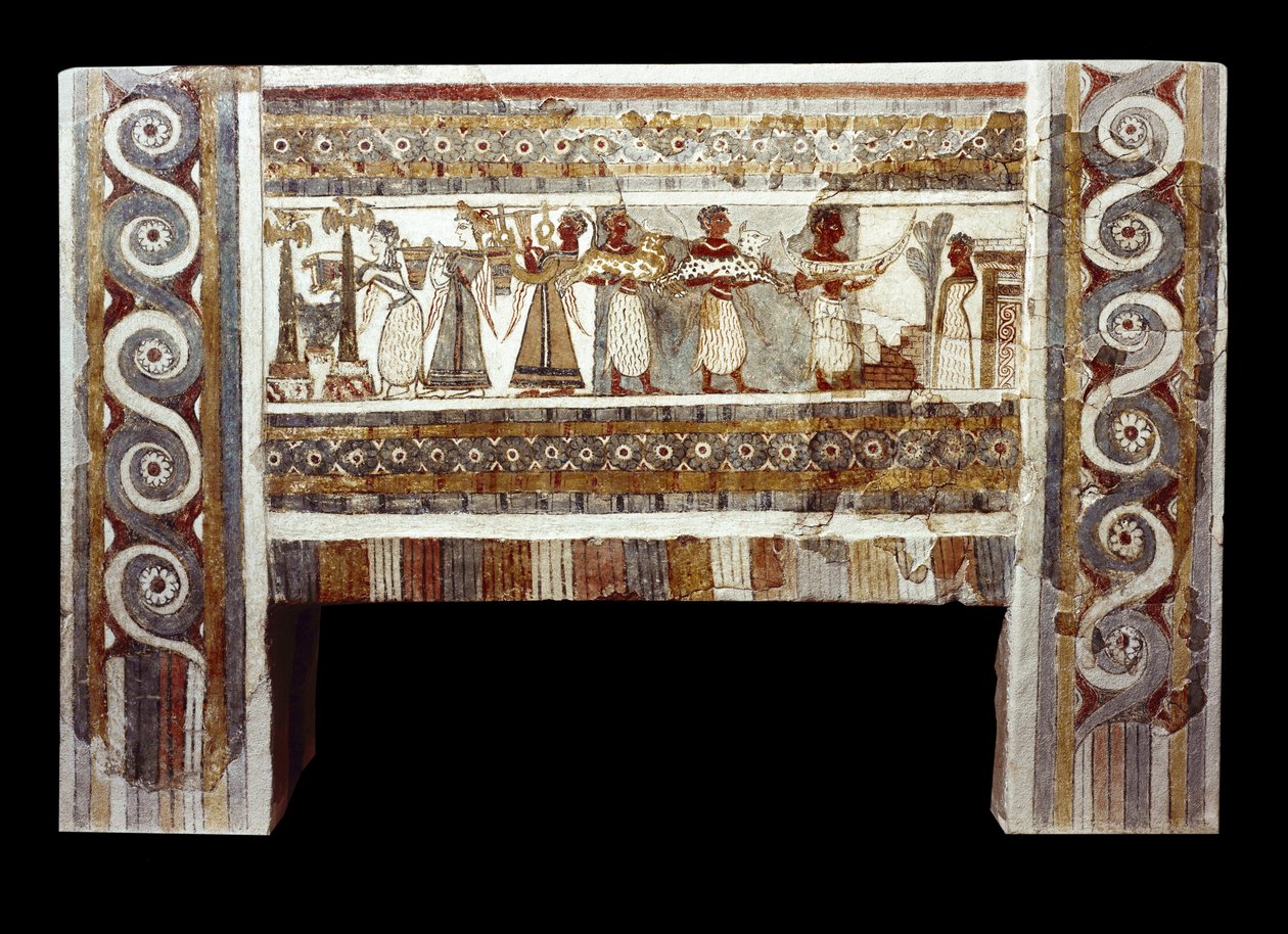 Aya Triada lahitinde ölü kültü sahnesi, fresk by Minoan