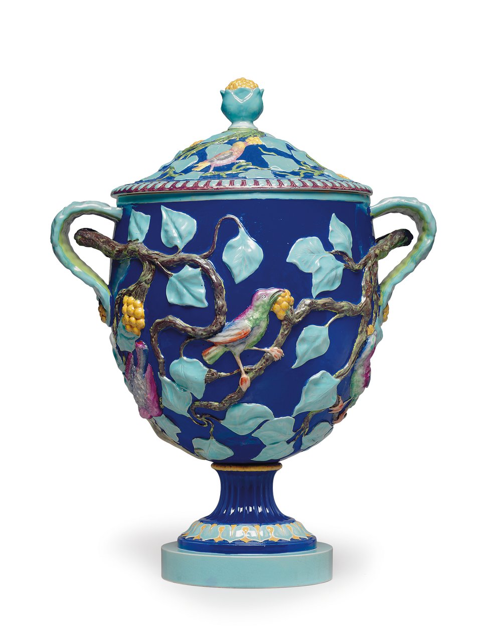 İngiliz Majolica İki Kulplu Vazo ve Kapak, 19. yüzyıl ortası (seramik) by Mintons Ltd (attr. to)
