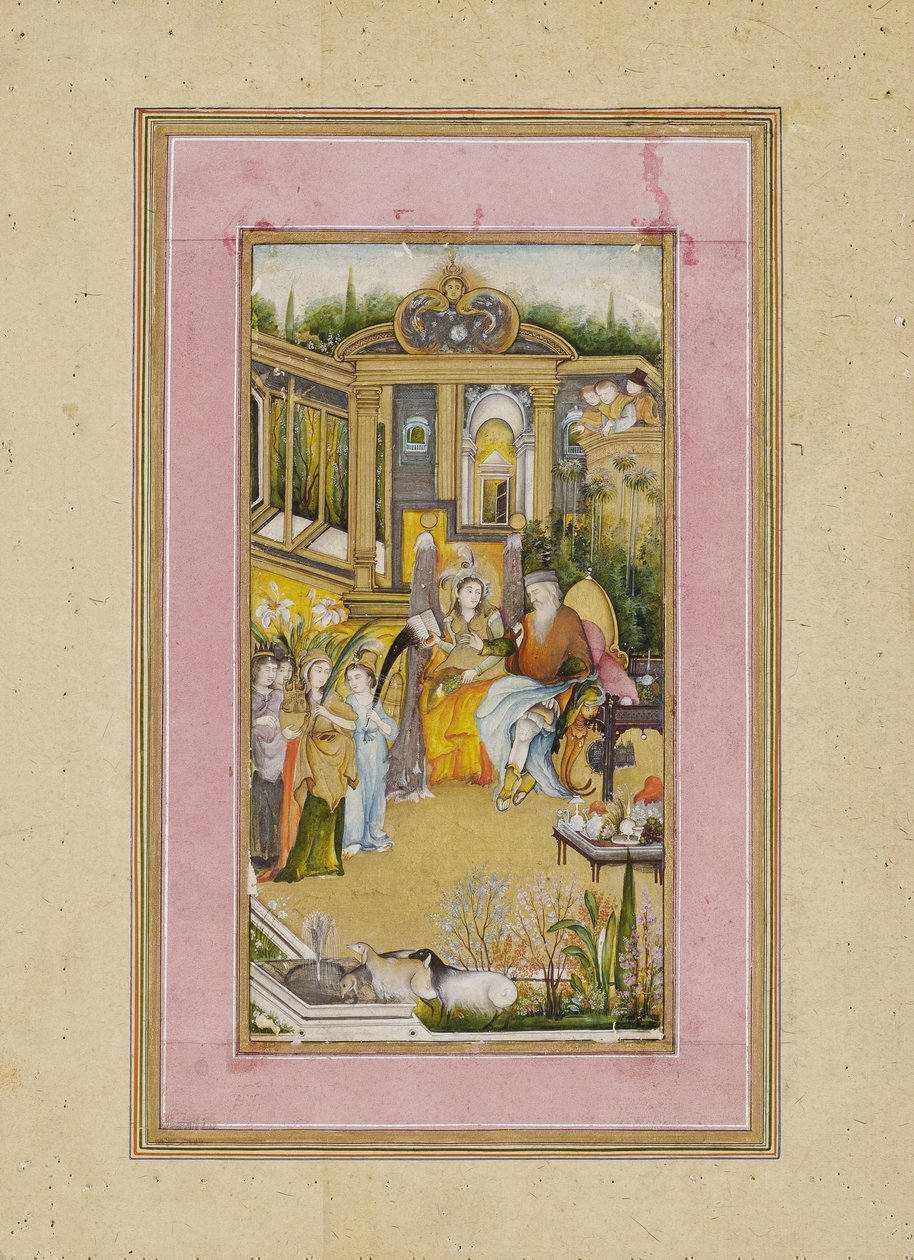 Süleyman ve Saba Kraliçesi, c.1760 (kağıt üzerinde opak wc ve altın) by Mir Kalan Khan