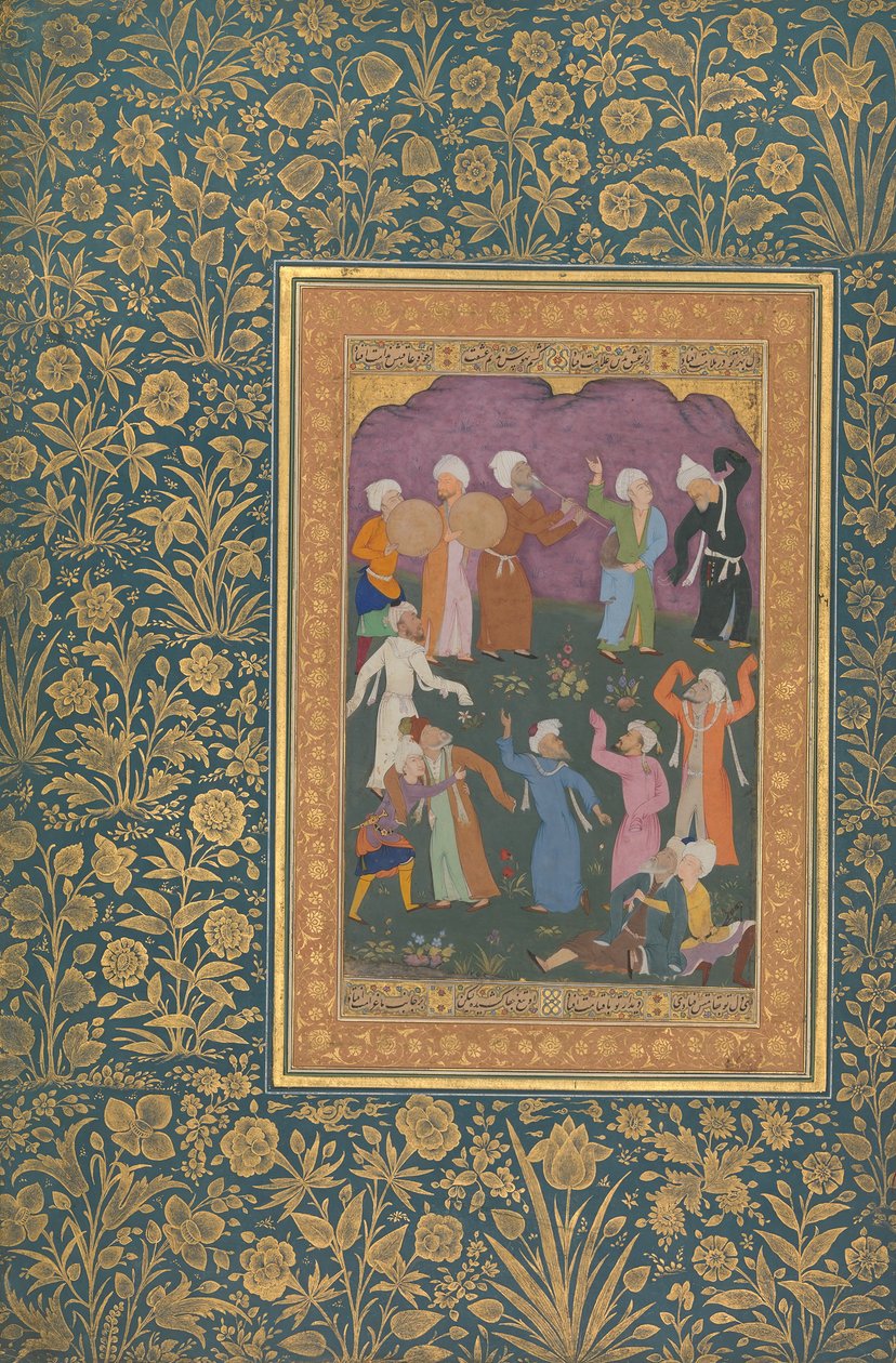 Dans Eden Dervişler, Shah Jahan Albümünden Folyo, recto: yakl. 1610, verso: ca. 1530-50. by Mir 