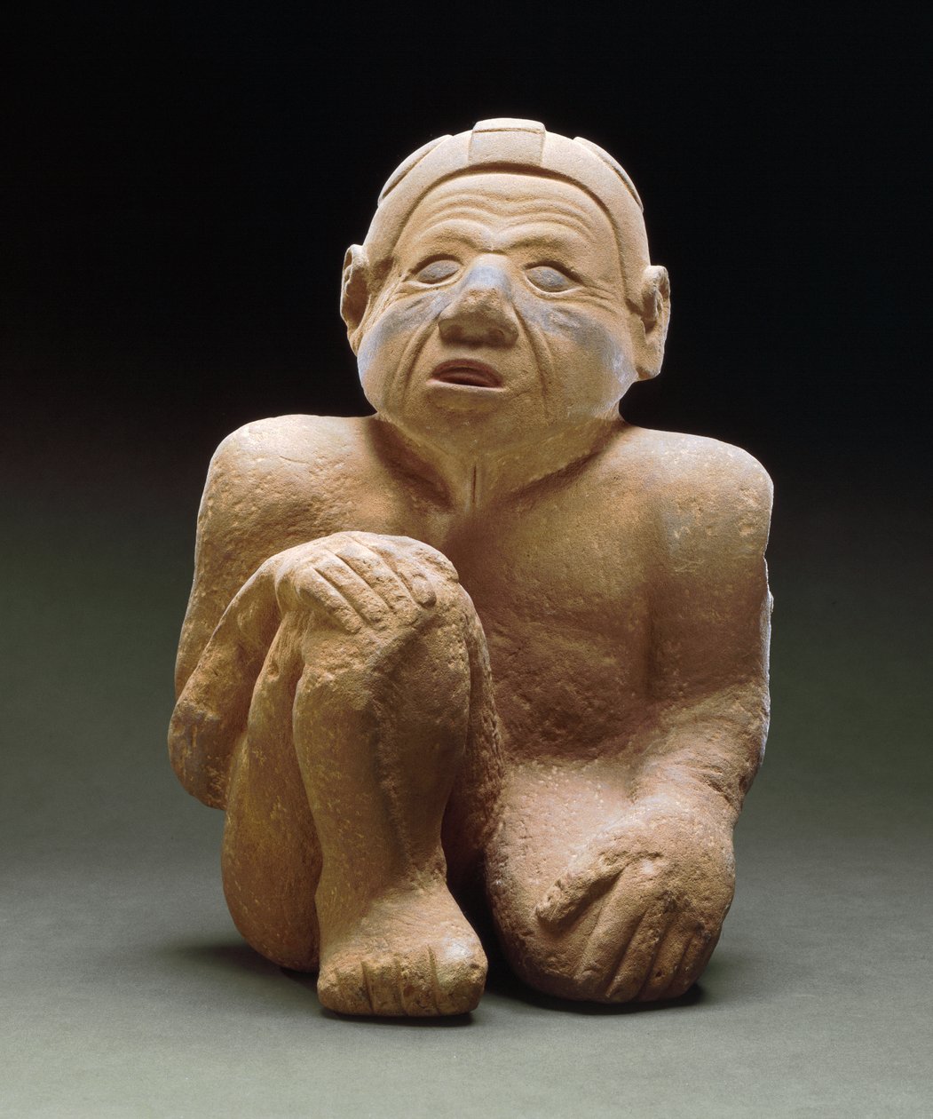 Oturan erkek figürü, 1300-1500 (kumtaşı) by Mississippian culture