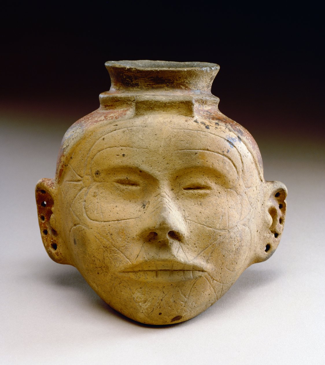 İnsan kafası heykeli, 1300-1500 (seramik) by Mississippian culture