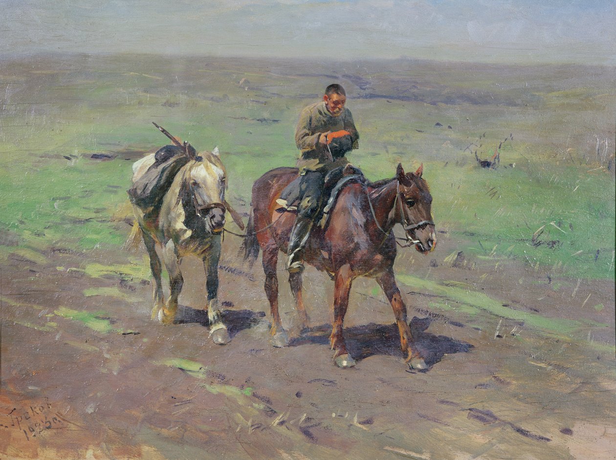 Budennyy Müfrezesine, 1923 by Mitrofan Borisovic Grekov