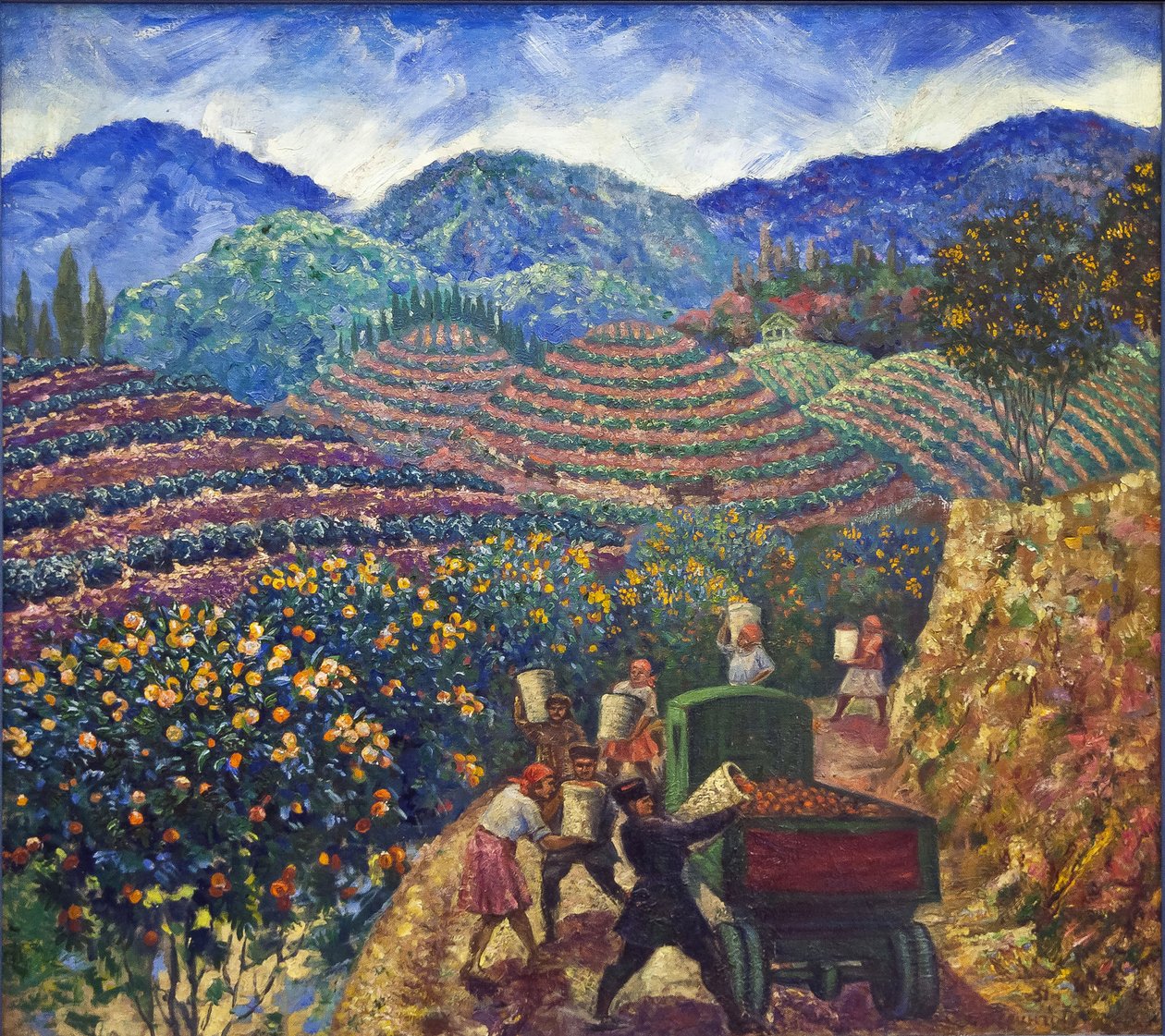 Beringov, Mitrofan Mihayloviç (1986-1937) par Chakva devlet çiftliğinde Hasat. Tuval üzerine yağlı boya, oturma yeri: 114x128 by Mitrofan Mikhaylovich Beringov