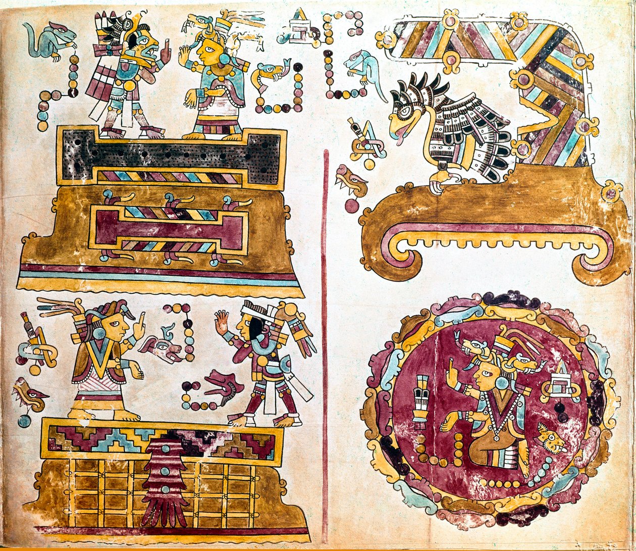 Mixtec uygarlığı: Günlük etkinliklerin resimlerini içeren Mixtec Codex - Kolomb öncesi sanat, karma uygarlık: quotidienne sahneleri - Hernan Cortes tarafından 1519