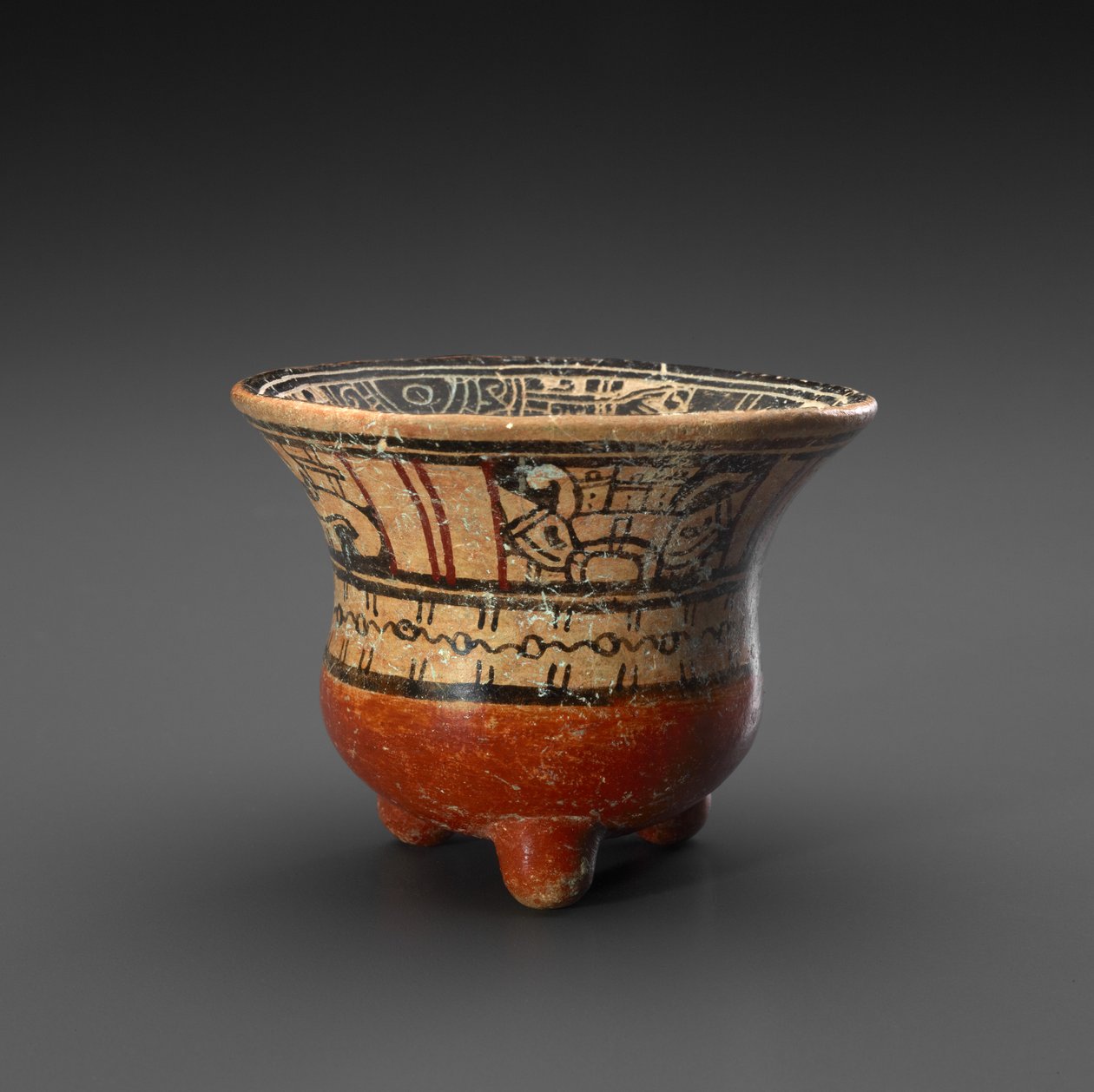 Tanrılar ve Takvim İşaretleri ile Tripod Kase, MS 900-1519 (kaymalı toprak kap) by Mixtec Mixtec