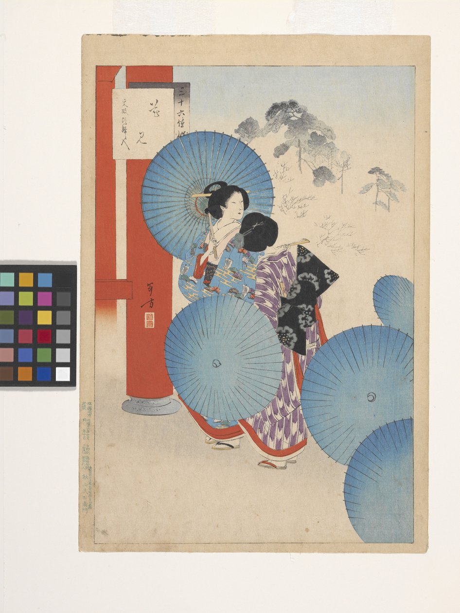 Çiçek Görüntüleme, Bunsei Döneminin Kadınları (renkli tahta baskı) by Mizuno Toshikata