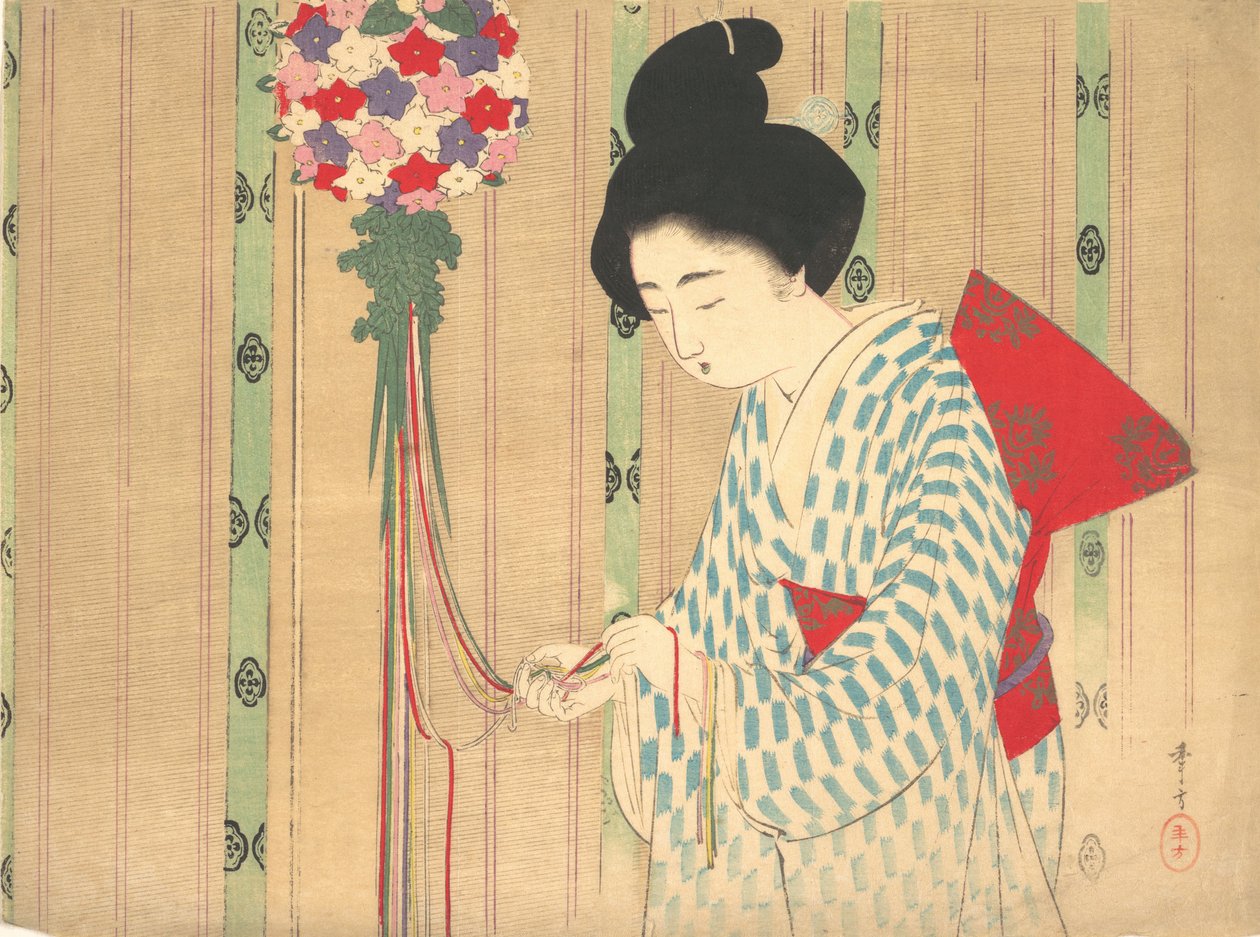 Bir romanın kuchie cephesinden Süs Topu, yaklaşık. 1906. by Mizuno Toshikata
