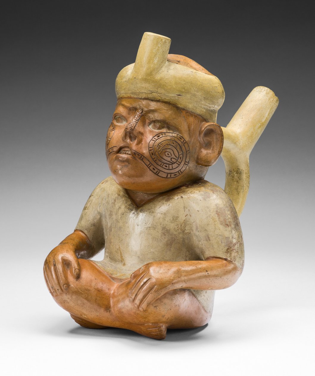 Yarık Dudaklı ve Dövmeli Bir Adamın Portre Damarı, MÖ 100-M.S. 500 by Moche