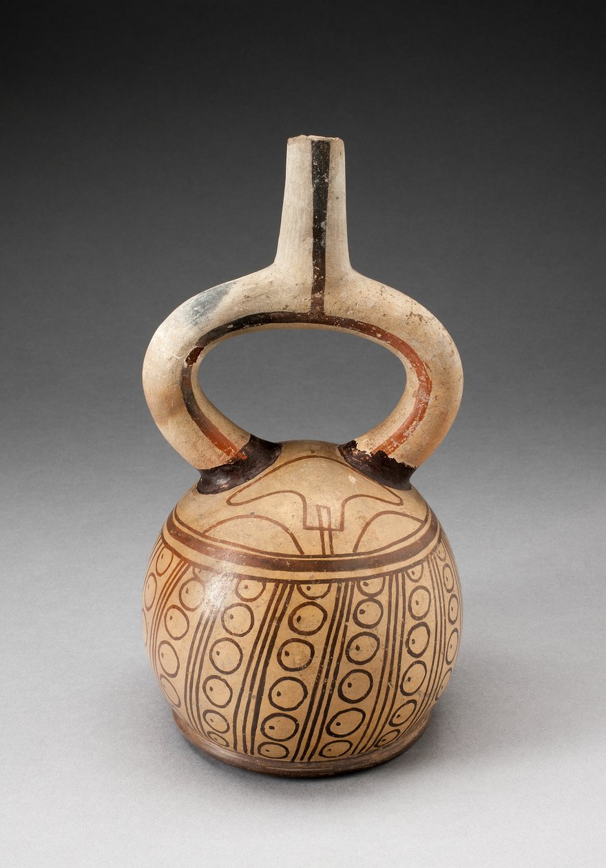 Yuvarlak Motifli Üzengi Ağızlı Gemi by Moche