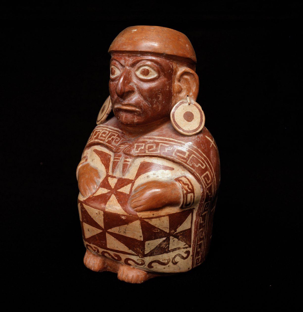 Kolomb öncesi sanat, mochic uygarlığı (çirkin): “Tekstil” i temsil eden vazo - MÖ 200-MS 700. Lima, Ulusal Antropoloji ve Arkeoloji Müzesi, Peru - Kolomb öncesi sanat, Moche uygarlığı (Mochica kültürü), Antropomorfik Şişe: temsil o by Moche Moche