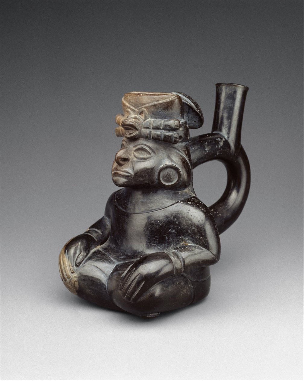 Oturan Figür Şişe, 2.–5. yüzyıl (seramik) by Moche Moche