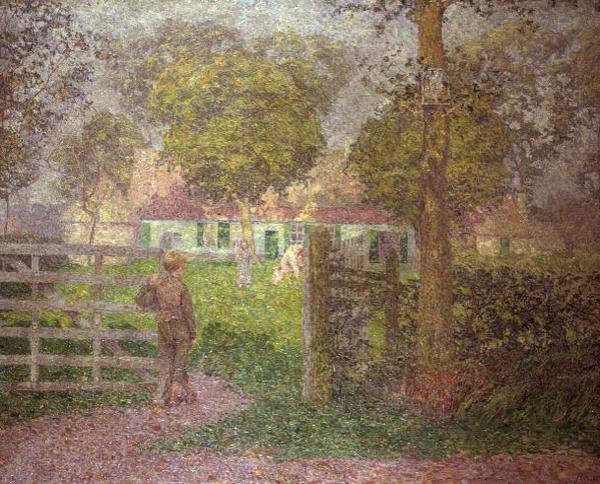 The Homestead, c.1910 (tuval üzerine yağlı boya) by Modest Huys