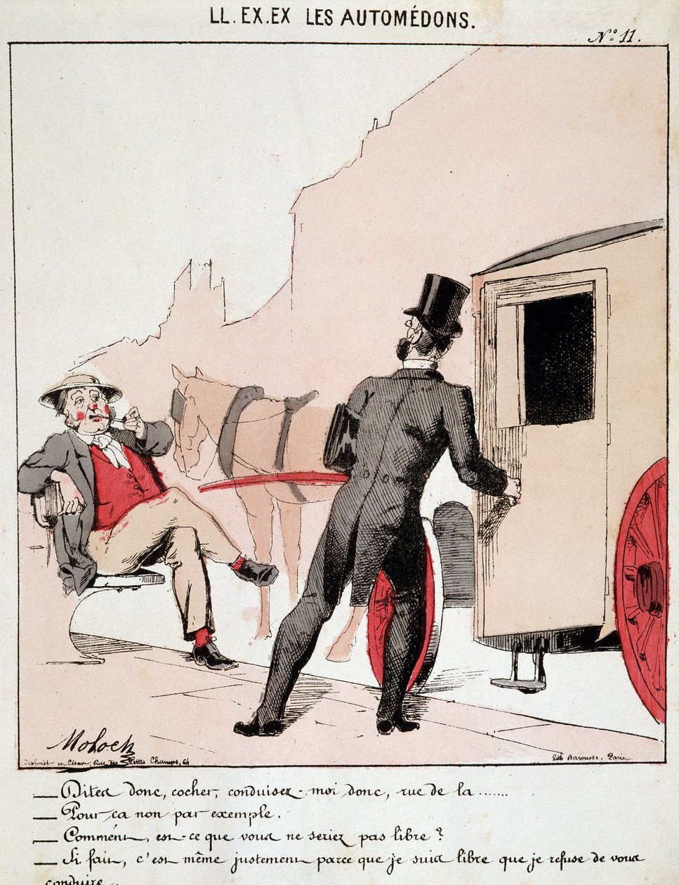 O. ESKİ. ESKİ. Motoredons: Şehirde ulaşım karikatürü. Bir burjuva, bir arabacıdan kendisini bir sokağa götürmesini ister ve serbest olduğu için reddetmesine şaşırır, nedenini sorar. Sürücü, tam olarak seçimlerinden özgür olduğu için referans gösterdiğini s by Moloch