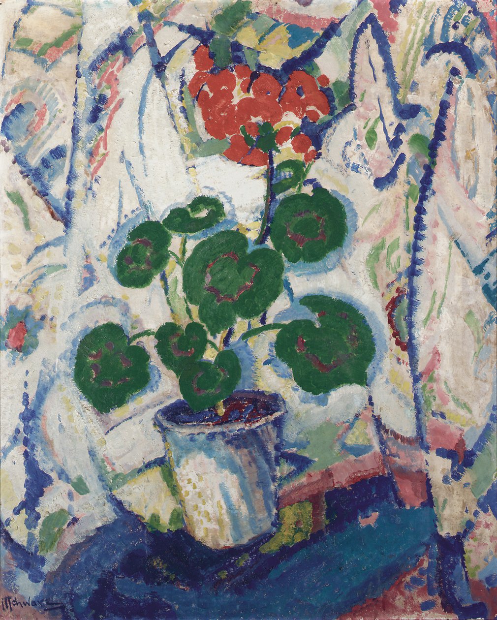 Çiçek natürmort, c.1914-16 (gemide yağ) by Mommie Schwarz