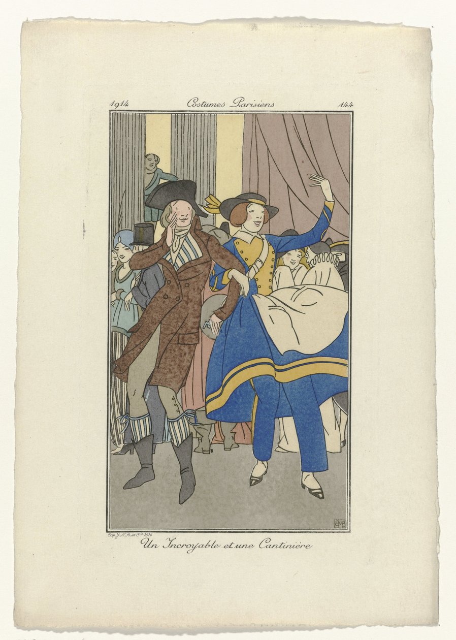 Journal des Dames et des Modes, Kostümler Parisiens, 1914, No. 144: İnanılmaz ve Cantinière by Monogrammist BMB