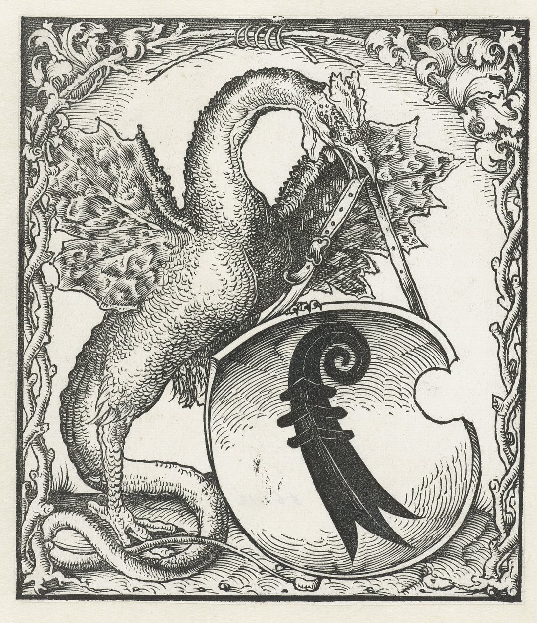 Basel arması ile ejderha by Monogrammist DS (graveur) (attributed to)