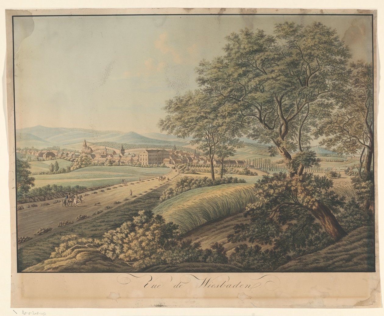 Wiesbaden Vue de Wiesbaden'in görünümü (nesne üzerindeki başlık) by Monogrammist DS (graveur)