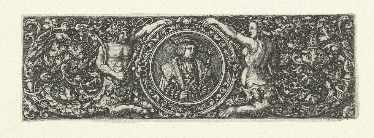 Bir madalyon içinde Maximilian I portresi ile friz by Monogrammist LB (Nederlanden)