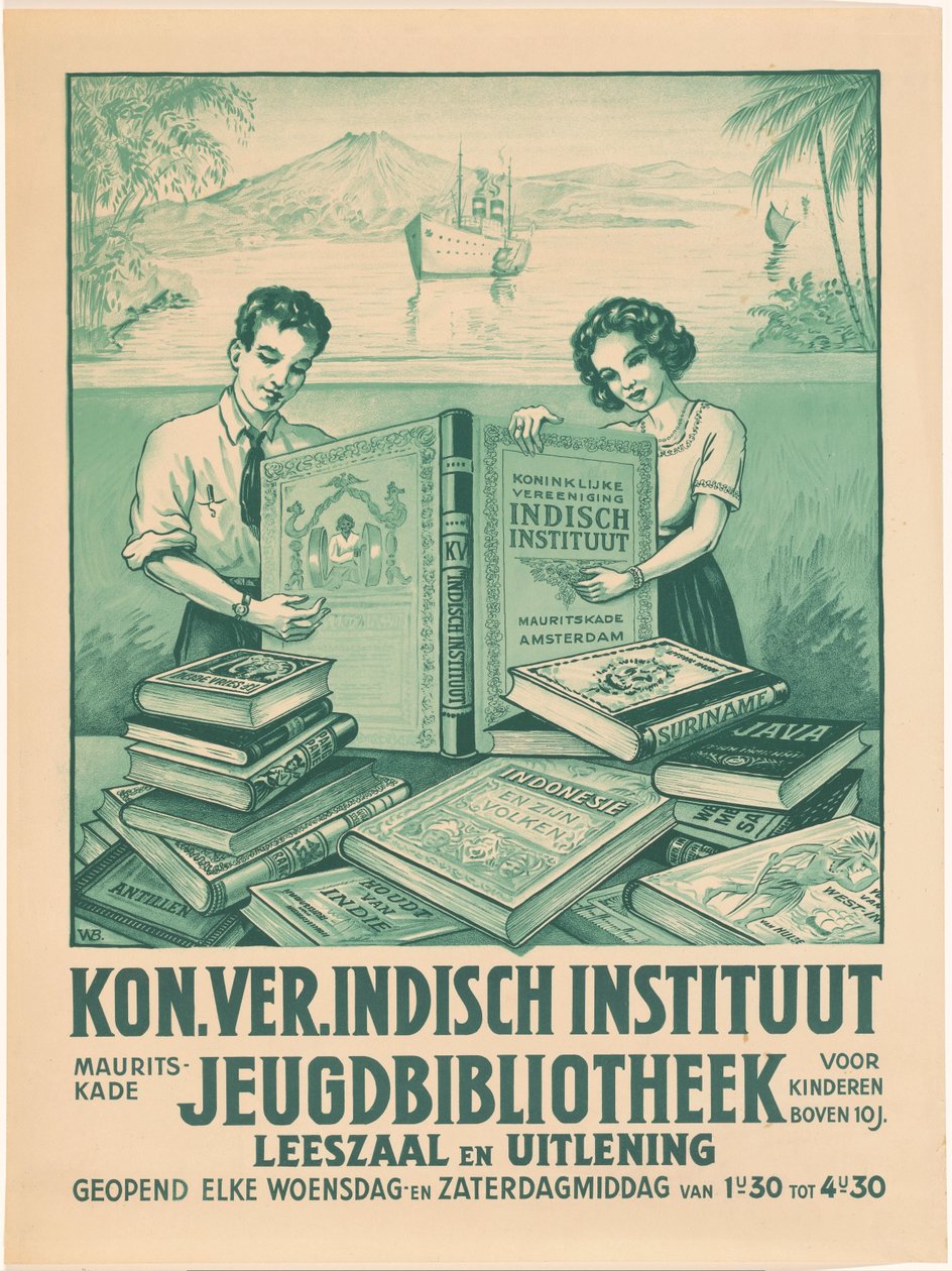 Amsterdam Kraliyet Hint Adaları Enstitüsü'nün gençlik kütüphanesi için poster by Monogrammist WB