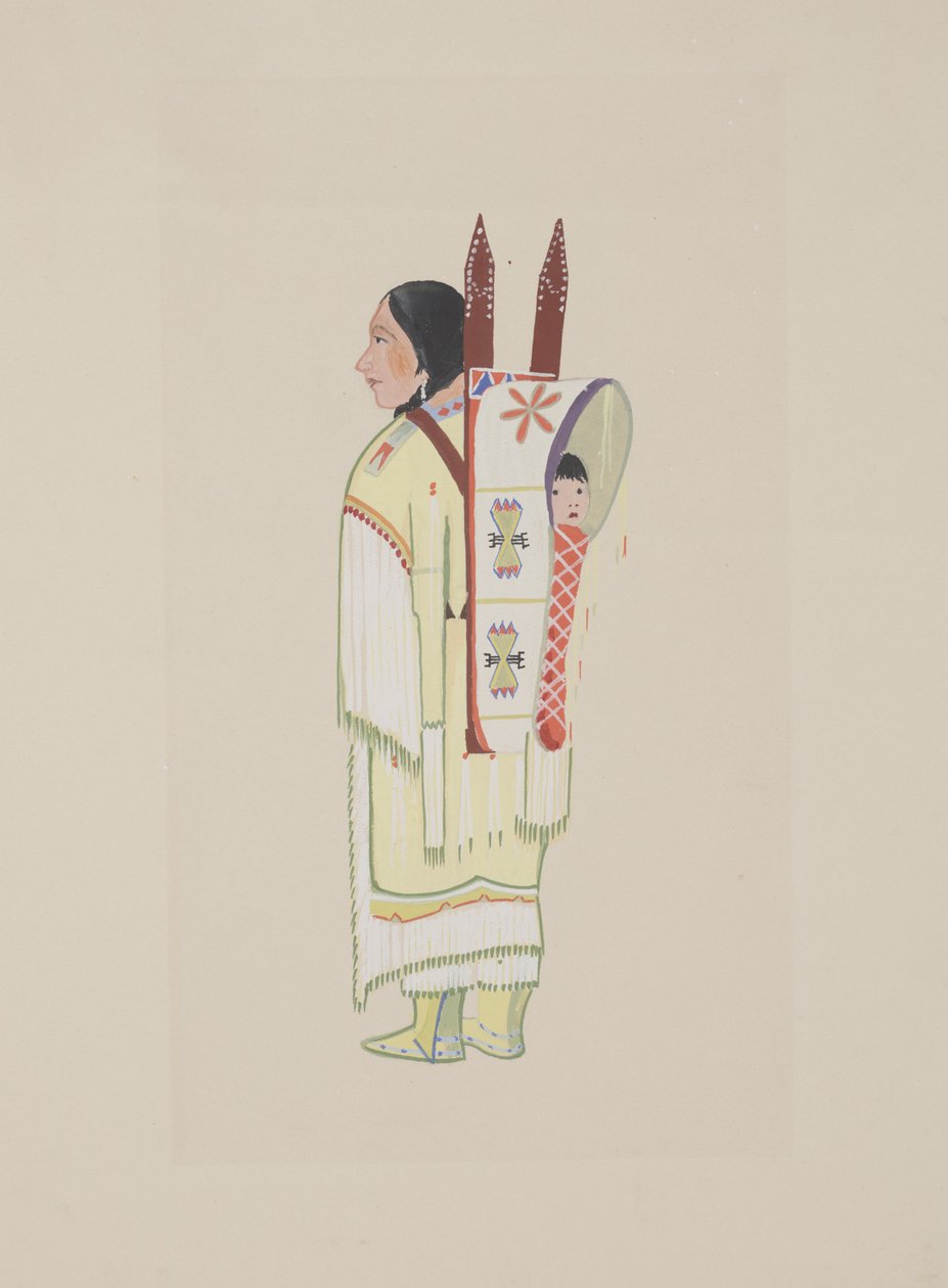 Kiowa Squaw, 1934 dolayları (suluboya) by Monroe Tsatoke