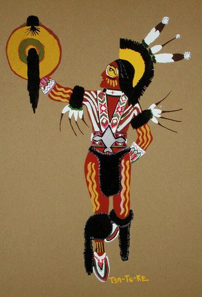 Kiowa Savaşçısı (kalıp baskısı) by Monroe Tsatoke