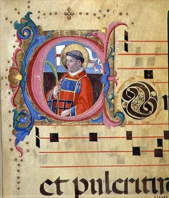 Ms 543 Bir mezmurdan St. Lawrence ile tarihlendirilmiş başlangıç, c.1515 (parşömen) by Monte di Giovanni del Fora