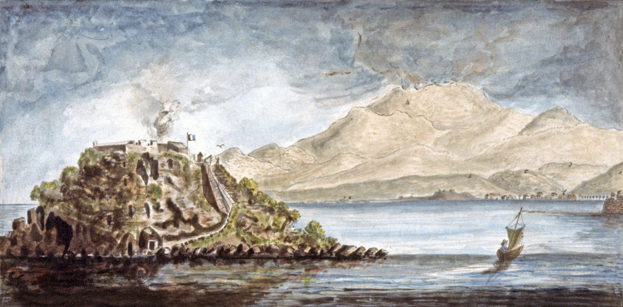 Martinik. Fort Francais'in görünümü, 1810-1815 civarı (suluboya) by Moreau de Jones