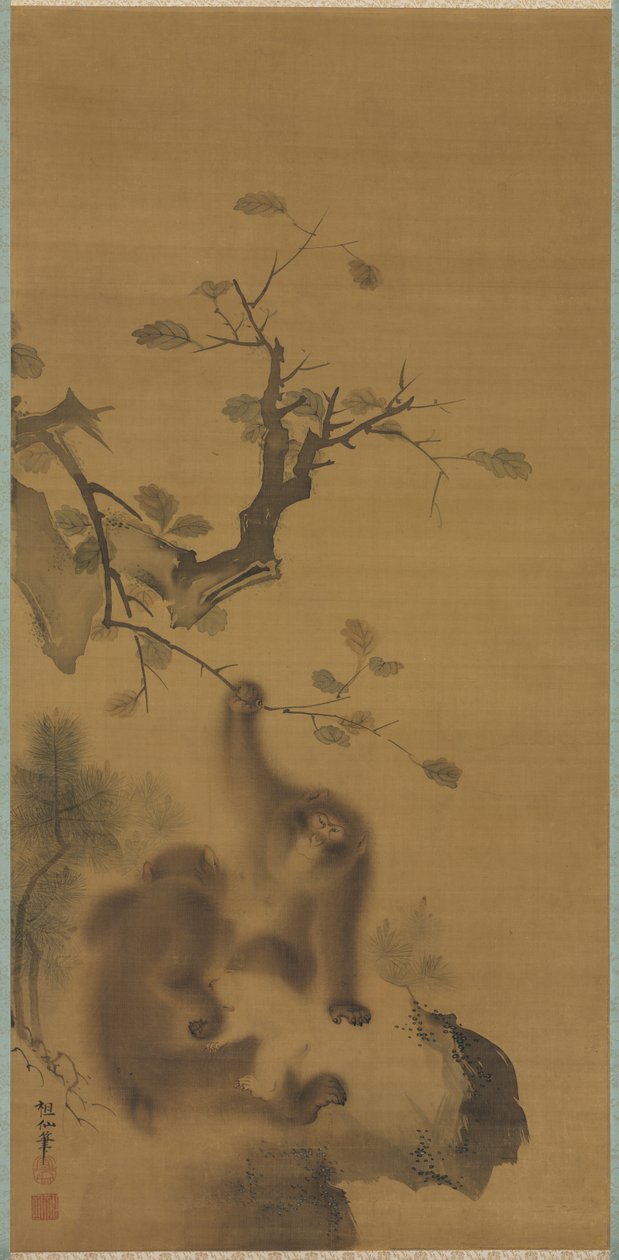 Kaya Çıkıntısındaki Maymunlar by Mori Sosen