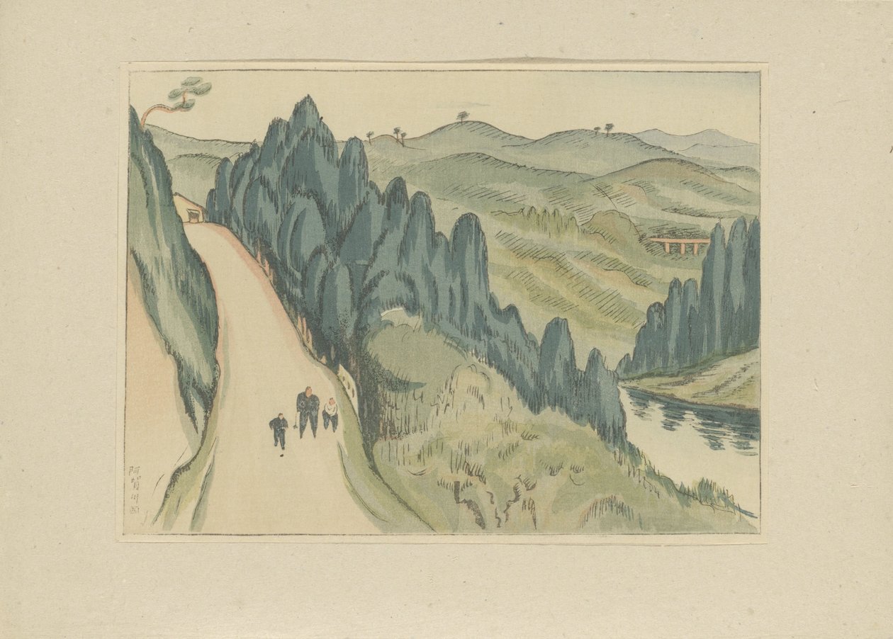 Aga Nehri Agagawa (nesne üzerindeki başlık) İkinci Bölüm, Aizu bölgesi (dizi başlığı) Dai nishû, Aizu no bu (dizi başlığı) Japon manzara resimleri (dizi başlığı) Nihon fûkei hanga (dizi başlığı) by Morita Tsunetomo