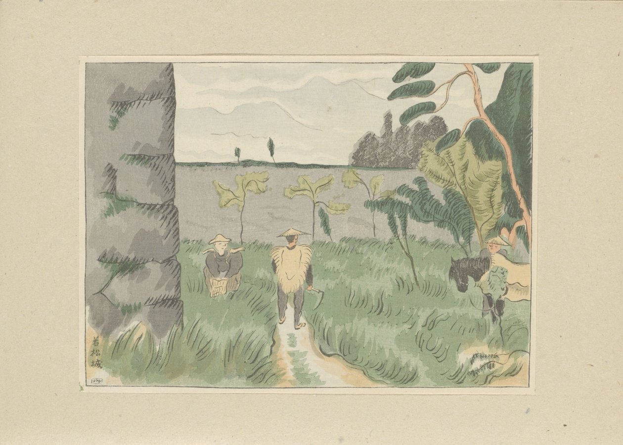 Wakamatsu Kalesi Harabeleri Wakamatsujoshi İkinci bölüm, Aizu alanı (dizi başlığı) Dai nishû, Aizu no bu (dizi adı) Japon manzaralarının baskıları (seri başlığı) Nihon fûkei hanga (dizi adı) by Morita Tsunetomo