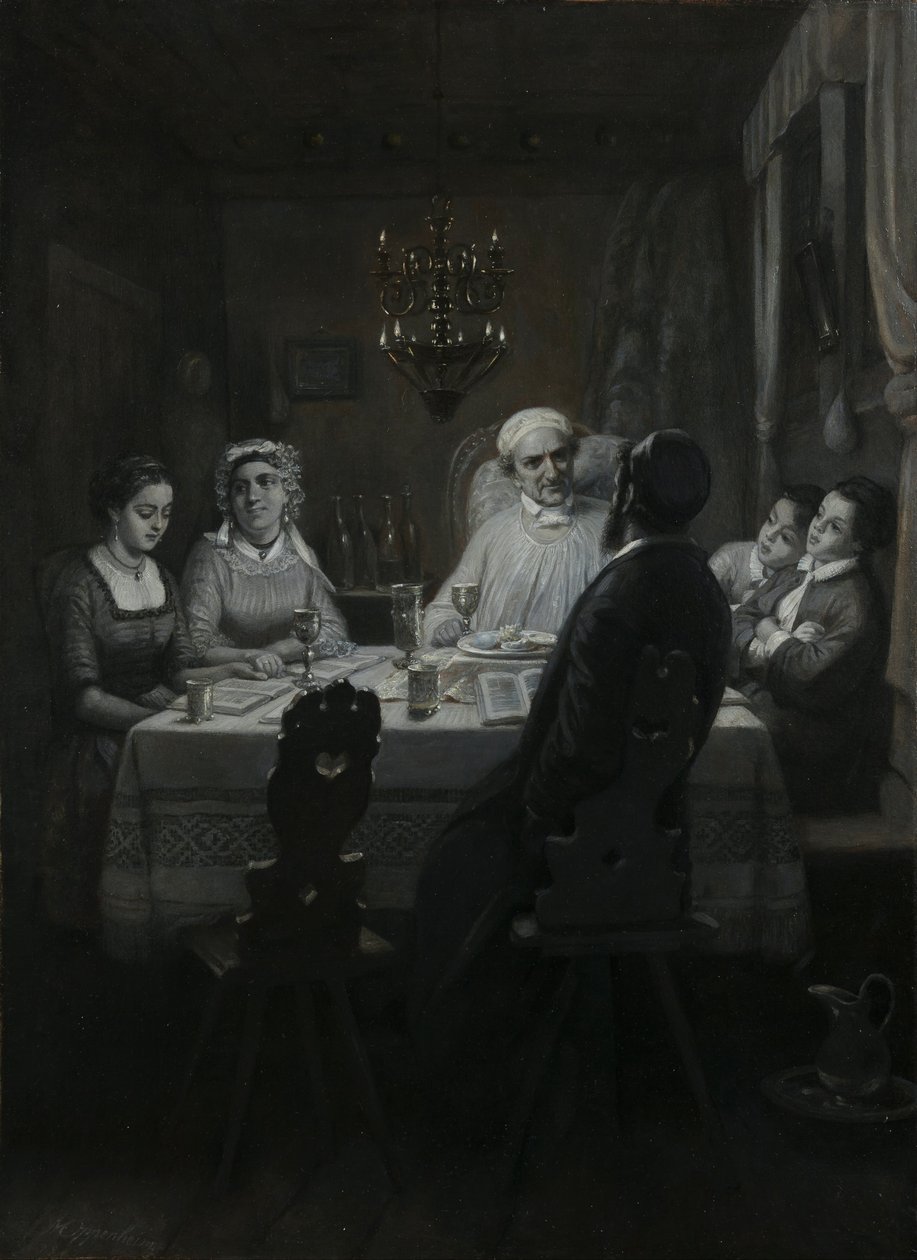 Seder (Fısıh Yemeği) (Paskalya Arifesi) by Moritz Daniel Oppenheim