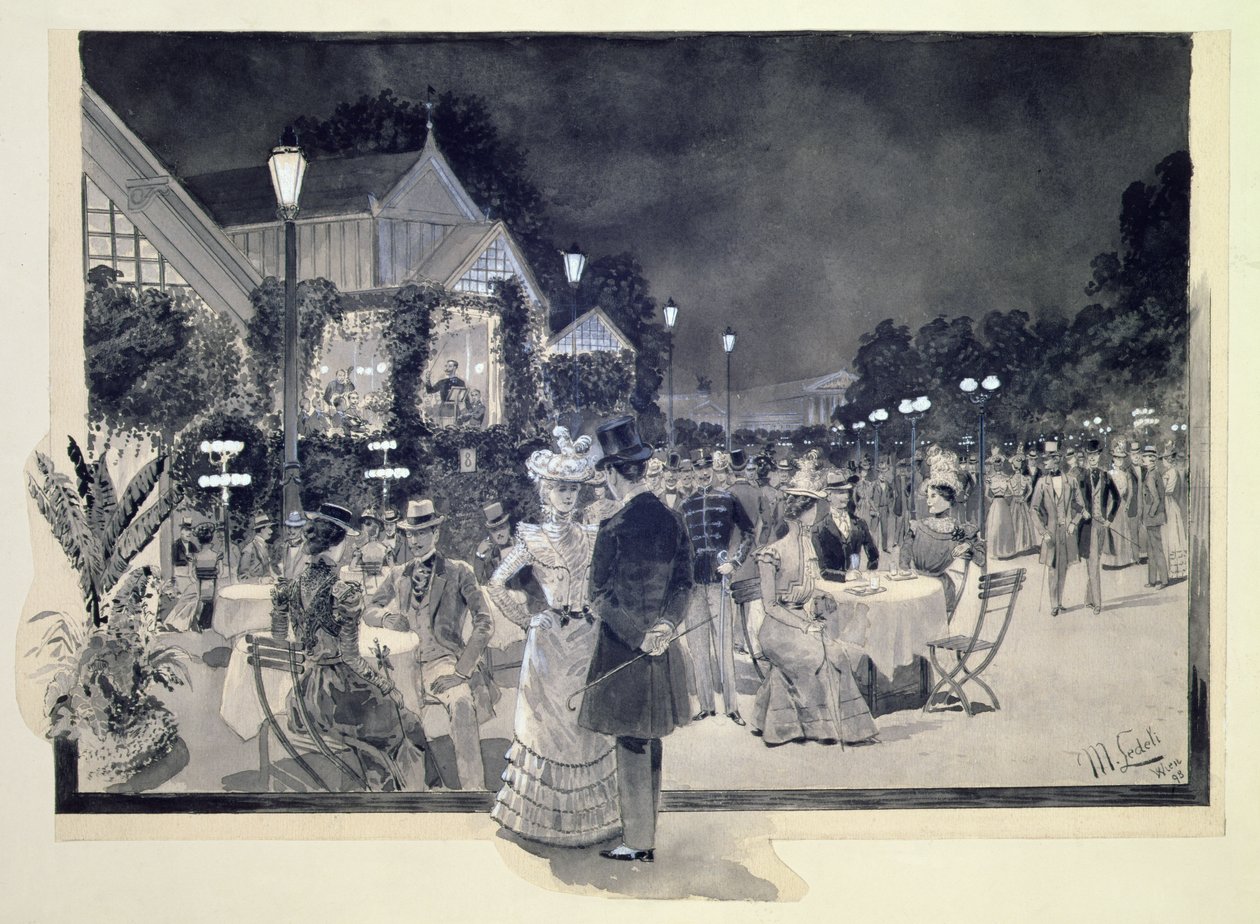 Halk Bahçelerinde, Viyana, 1893 (wc) by Moritz Ledeli