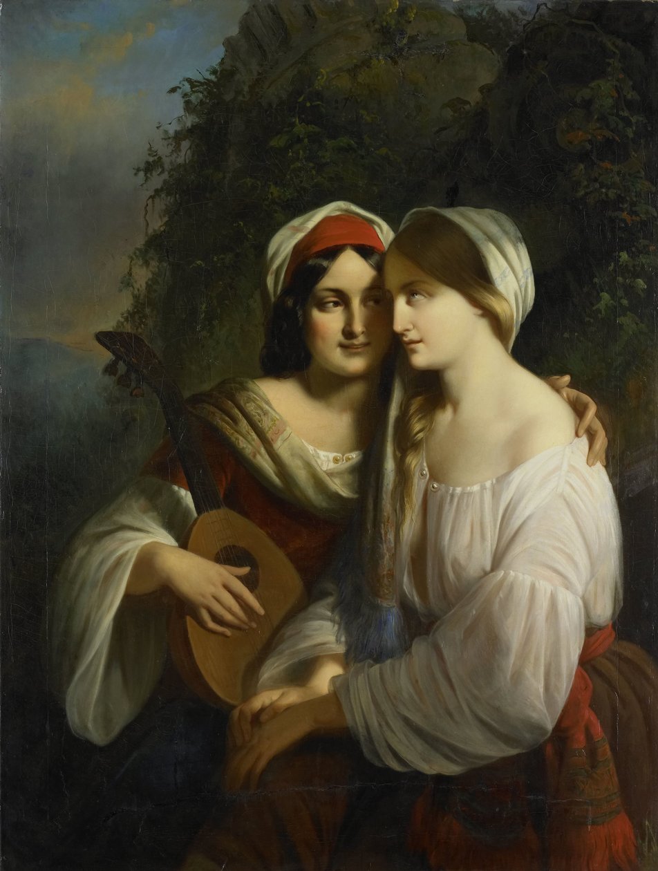 İtalyan kostümlü iki kadın by Moritz Calisch (signed by artist)