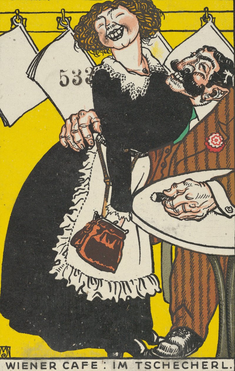 Viyana Kafe: Küçük Kafede Wiener Kafe: Im Tschecherl, 1911. by Moritz Jung