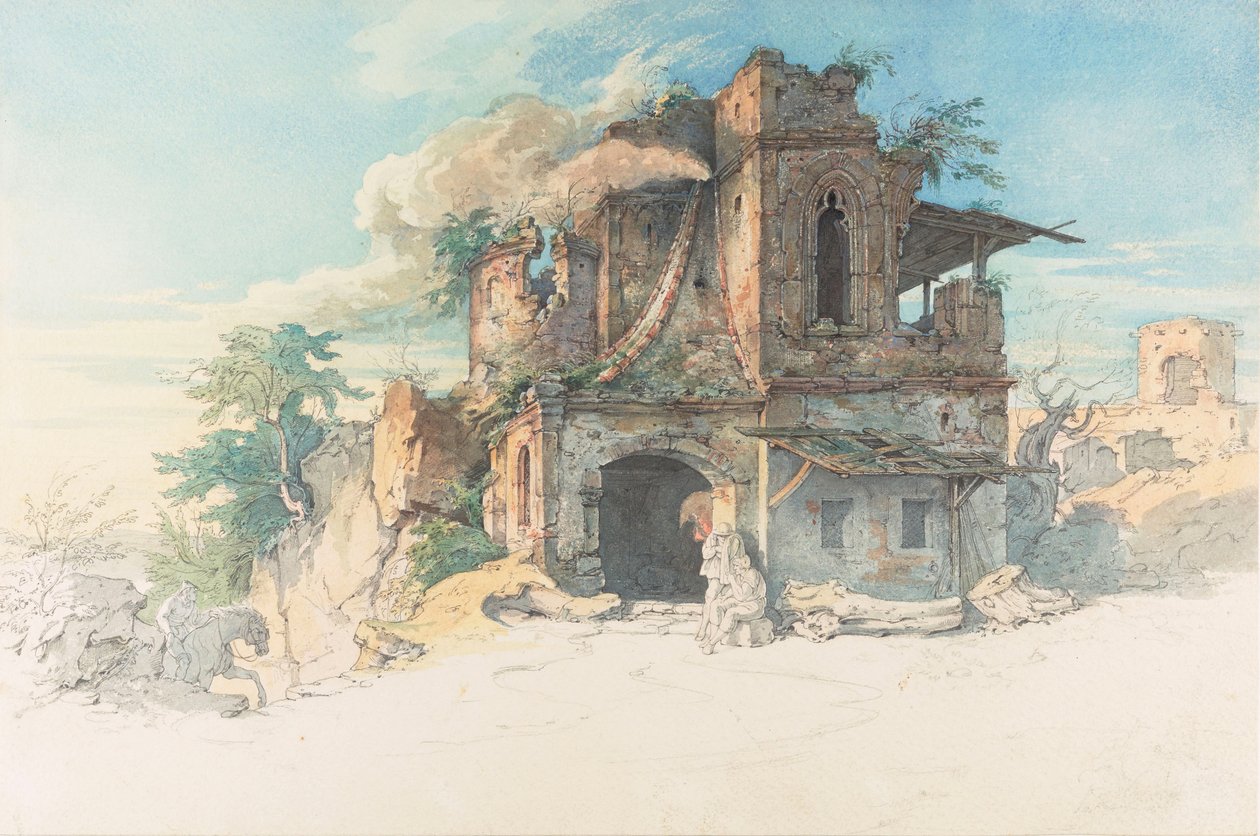 Friedrich Schiller'in Der Gang nach dem Eisenhammer baladı için illüstrasyon. by Moritz Ludwig von Schwind