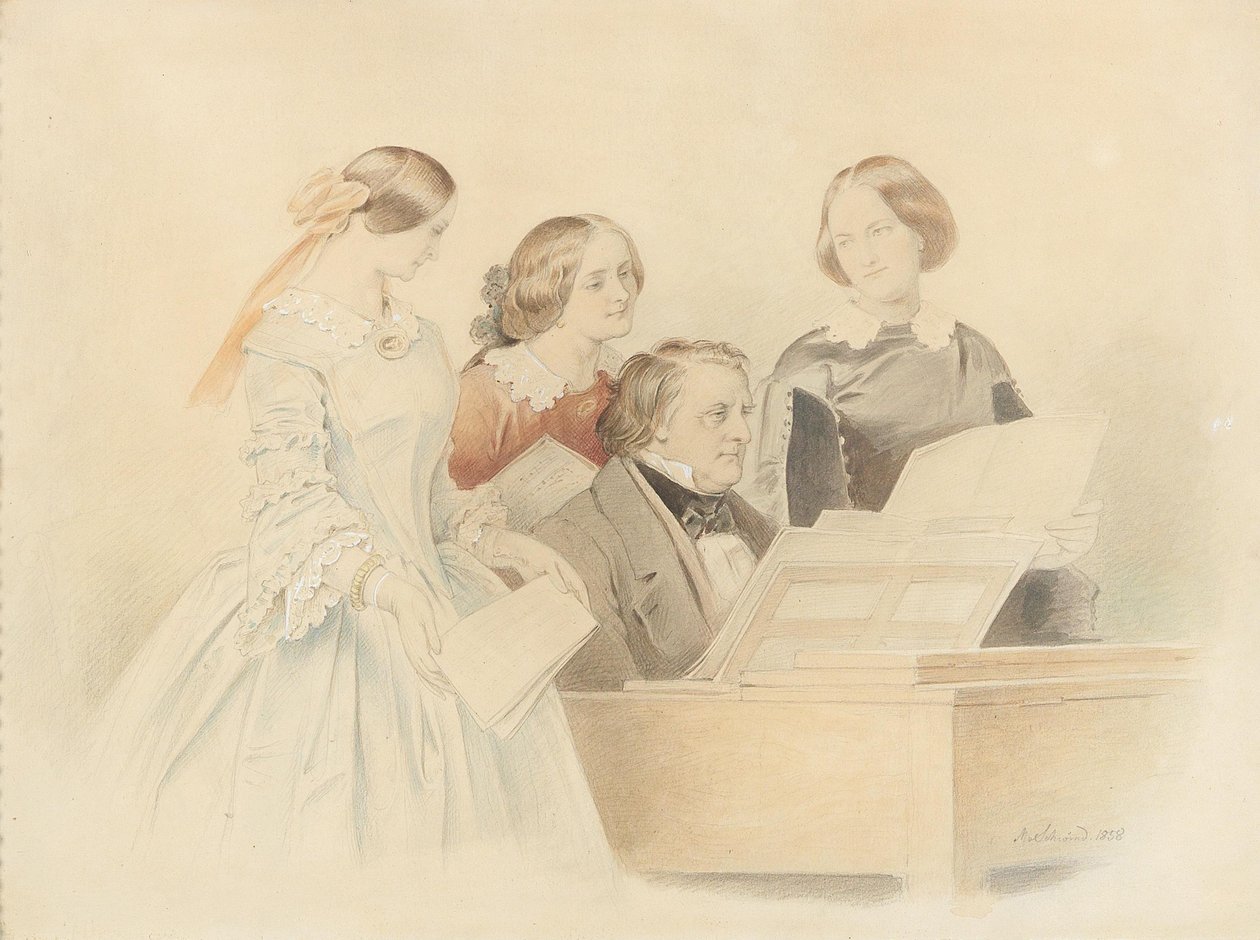 Franz Lachner ile prova, 1858. by Moritz Ludwig von Schwind